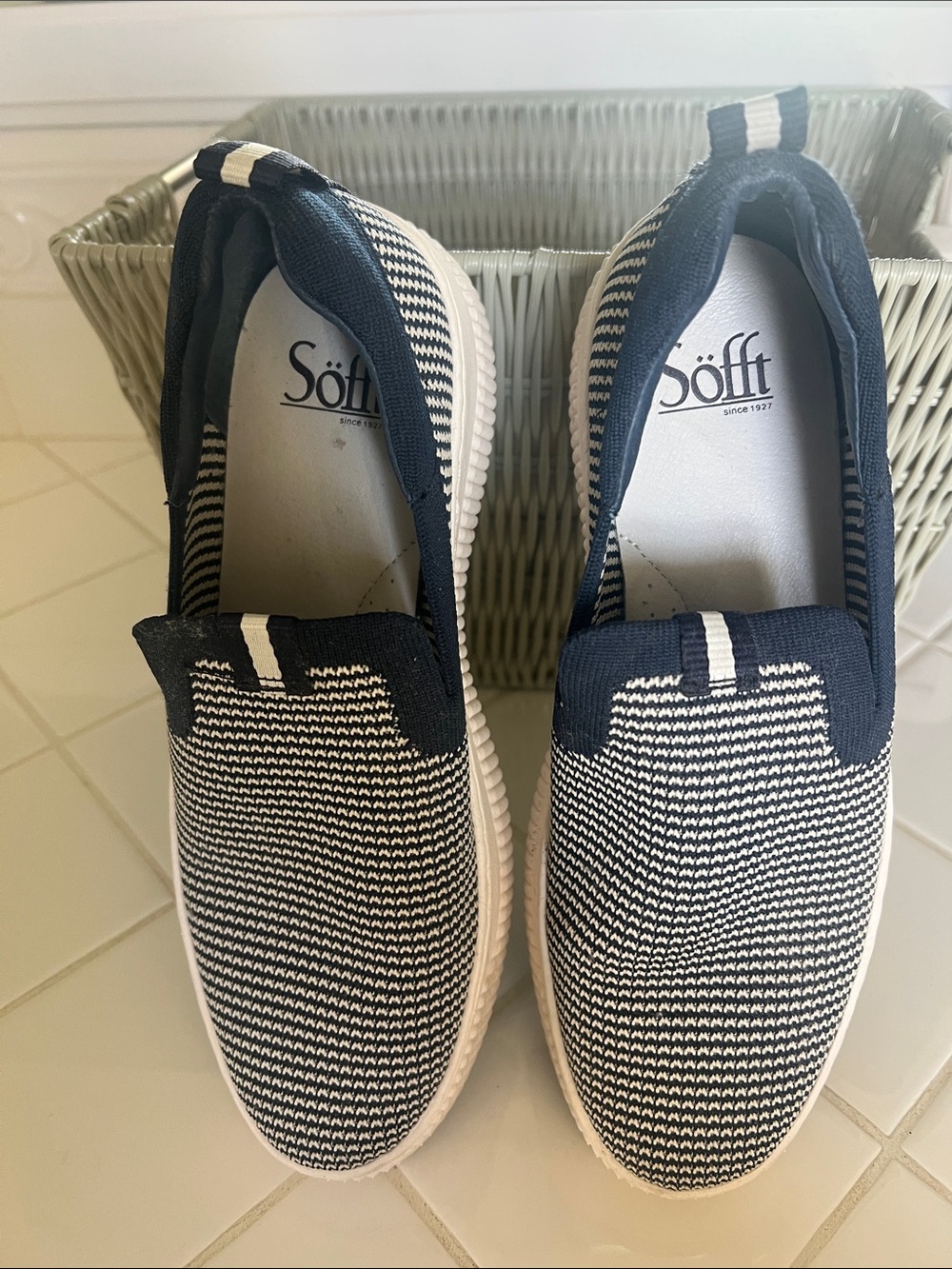 Söfft Navy and White Women's Slip-On Sneakers